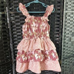 Happy Threads Girls Sundress Floral Print Tiered Ruffles Dress SZ 5Y